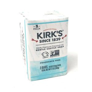 Kirk's Natural Products, Castile Bar Soap Fragrance Free Pack, 3/4 oz