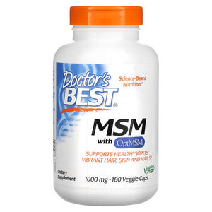 Doctors Best, MSM with OptiMSM, 1000 mg, 180 Veggie Caps