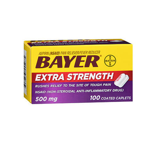 Bayer, Bayer Aspirin Pain Reliever / Fever Reducer, 500 mg, 100 tabs