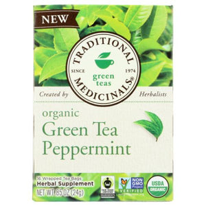 Traditional Medicinals, Organic Green Tea, Peppermint 16 Bag