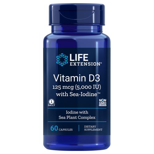 Life Extension, Vitamin D3 with Sea-Iodine, 125 mcg (5000 IU), 60 Caps