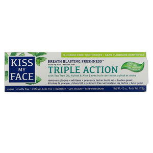 Kiss My Face, Fluoride Free Triple Action Gel Toothpaste, 4.5 oz