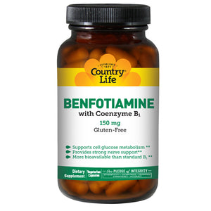 Country Life, Vitamin B1 with Benfotiamine, 60 Vcaps