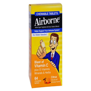 Airborne, Airbone Chewable Citrus, 64 Tabs