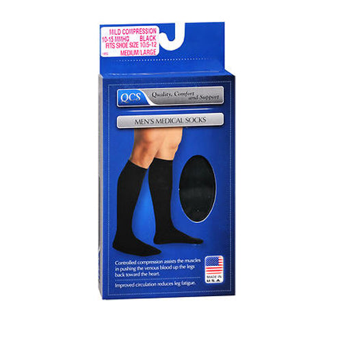 Scott Specialties, QCS Men's Medical Socks Mild Black, Small Medium 1 Pair