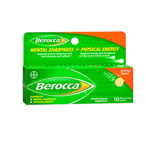 Berocca, Berocca Mental Sharpness + Physical Energy Vitamin Mineral Supplement, Orange Flavor 10 Tabs
