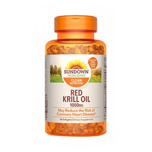 Sundown Naturals, Sundown Naturals Triple Strength Red Krill Oil, 1000 mg, 60 Softgels