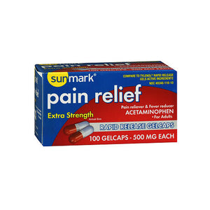 Sunmark, Sunmark Pain Reliever Extra Strength Rapid Release Gelcaps, 500 mg, 100 Caps