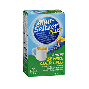 Bayer, Alka-Seltzer Plus Night Severe Cold & Flu Powder Packets, Honey Lemon 6 Each