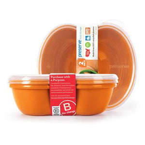 Preserve, Small Square Food Storage Container - Orange, 2 Pack