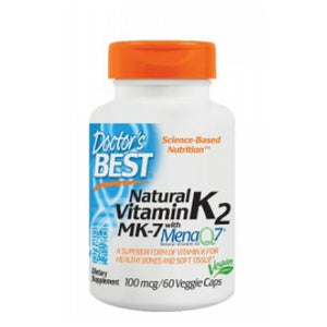 Doctors Best, MK-7 Featuring MenaQ7 Natural Vitamin K2, 100 mcg, 60 Veg Caps