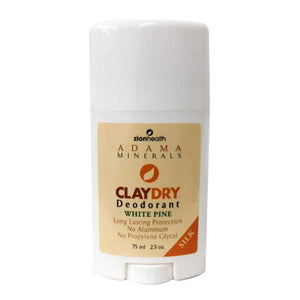 Zion Health, Claydry Silk Deodorant, White Pine 2.5 Oz