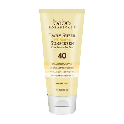 Babo Botanicals, Daily Sheer Sunscreen SPF 40, 1.7 Oz