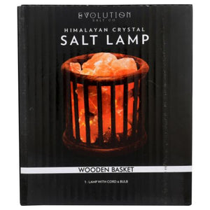 Evolution Salt, Wooden Basket Salt Lamp, 1 Count