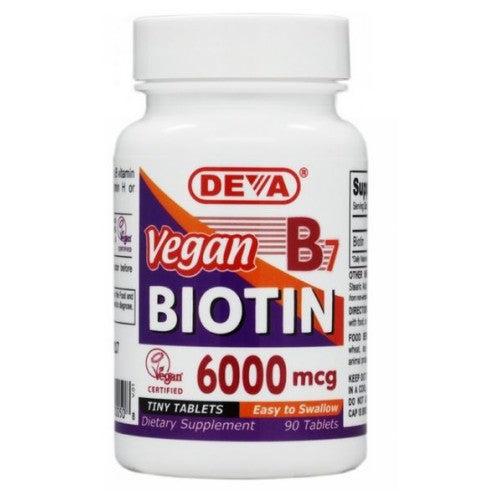 Deva Vegan Vitamins, Vegan Biotin, 6,000 mcg, 90 Tabs