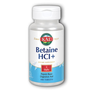 Kal, Betaine HCl+, 100 Tabs