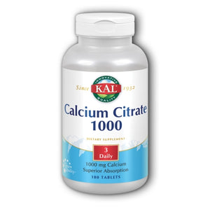 Kal, Calcium Citrate 1000, 180 Tabs