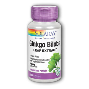 Solaray, Ginkgo Biloba Leaf Extract, 60 mg, 60 Caps