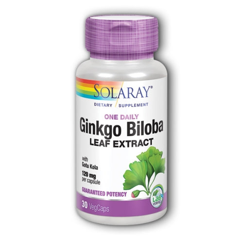 Solaray, Ginkgo Biloba Leaf Extract, 120 mg, 30 Caps
