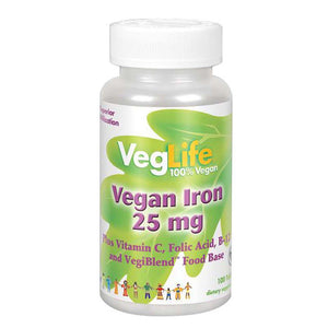 VegLife, Vegan Iron, 25 mg, 100 Tabs