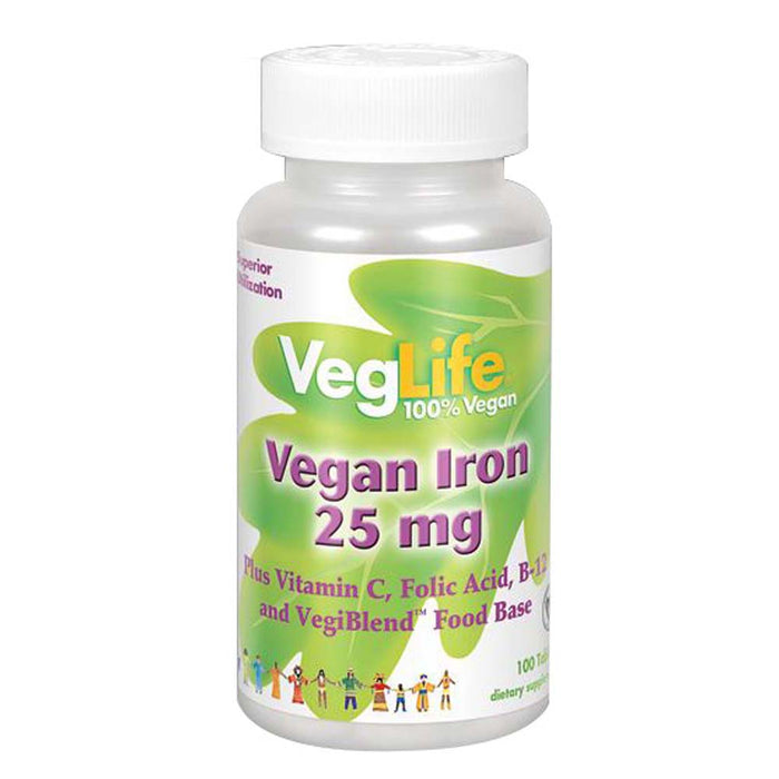 VegLife, Vegan Iron, 25 mg, 100 Tabs