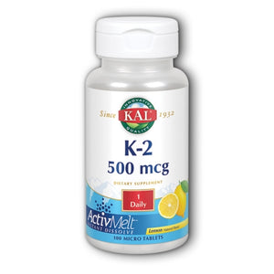Kal, K-2 ActivMelt, 500 mcg, Lemon 100 Tabs