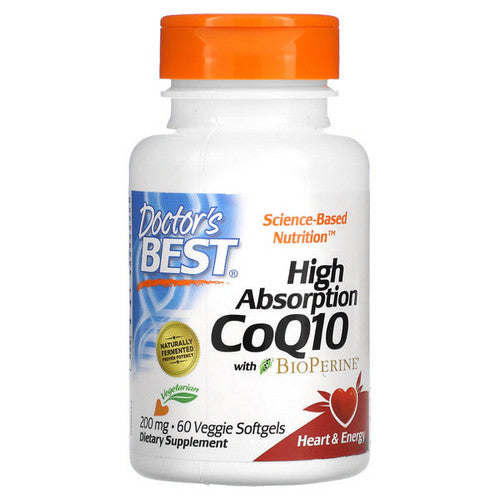 Doctors Best, High Absorption COQ10 with Bioperine, 200 mg, 60 Softgels