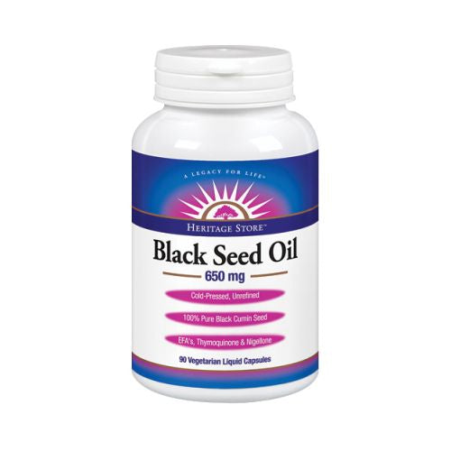 Heritage Store, Black Seed Oil, 650 mg, 90 Caps