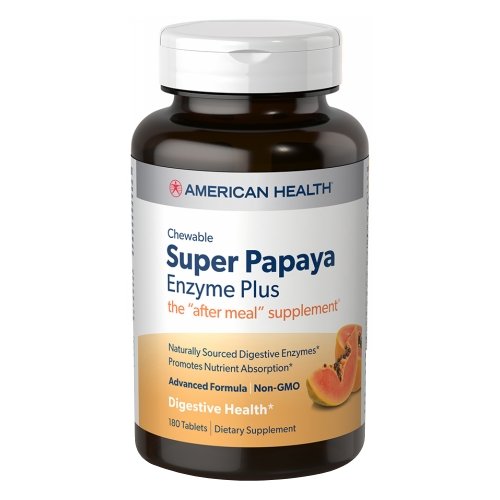 American Health, Super Papaya Enzyme Plus, 180 Chewable Wafers