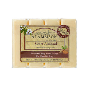 A La Maison, Hand & Body Bar Soap, Sweet Almond 4/3.5 Oz