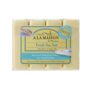 A La Maison, Hand & Body Bar Soap, Fresh Sea Salt 4/3.5 Oz