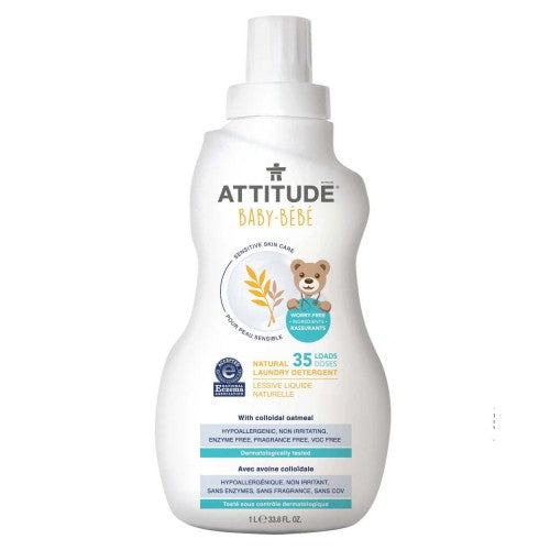 Attitude, Sensitive Skin Care Natural Laundry Detergent, Baby 33.8 Oz