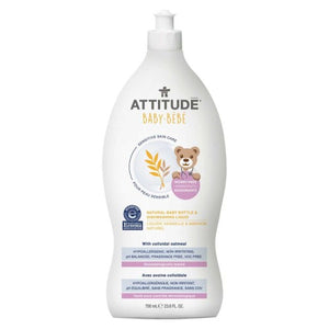 Attitude, Sensitive Skin Care Natural Baby Bottle & Dishwashing Liquid - Baby, 23.6 Oz