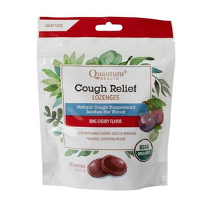 Quantum Health, Cough Relief Organic Bagged Lozenges, Bing Cherry 18 Count