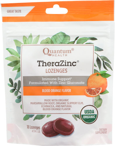Quantum Health, TheraZinc Organic Bagged Lozenges, Blood Orange 18 Count