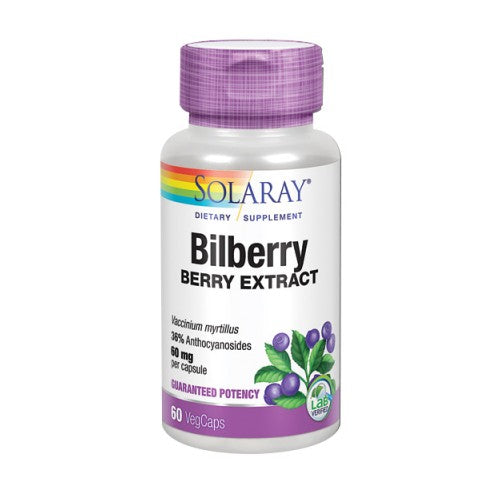 Solaray, Bilberry Berry Extract, 60 mg, 60 Veg Caps