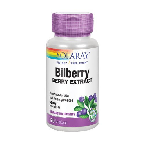 Solaray, Bilberry Berry Extract, 60 mg, 120 Veg Caps