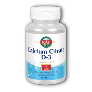 Kal, Calcium Citrate with D-3, 90 Tabs