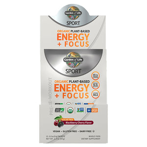 Garden of Life, Sport Organic Plant-Based Energy Plus Focus Pre-Workout, Blackberry Cherry 12 Count