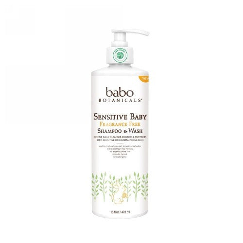 Babo Botanicals, Sensitive Baby Shampoo & Wash, Fragrance Free, 16 Oz