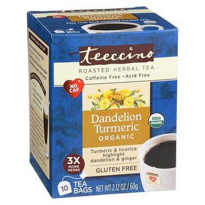 Teeccino, Organic Dandelion Turmeric, 10 Bag