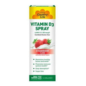 Country Life, Vitamin D3 Spray, 2000 Iu, Strawberry 0.81 Oz, 150 sprays
