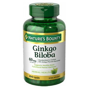 Nature's Bounty, Ginkgo Biloba, 60 mg, 24 X 200 Caps