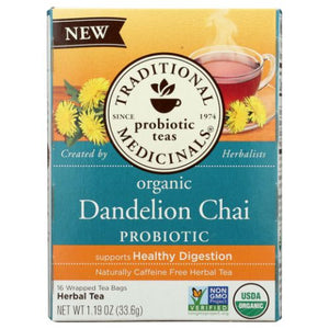 Traditional Medicinals, Organic Tea Dandelion Chai Probiotic, 16 Bags