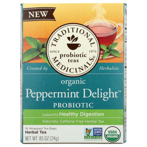 Traditional Medicinals, Organic Tea Peppermint Delight Probiotic, 16 Bags