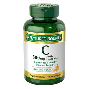 Nature's Bounty, Nature's Bounty Vitamin C With Rose Hips Chewable, 500 mg, 24 X 90 Chewable Tabs