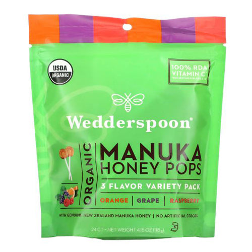 Wedderspoon, Organic Manuka Honey Pops For Kids, 24 ct, 4.15 Oz