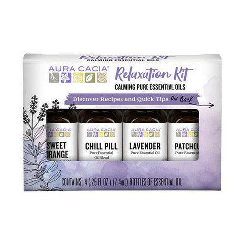 Aura Cacia, Discover Pure Essential Oil, 4 Bottles Relaxation Kit 0.25 Oz