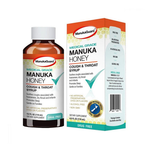 Manuka Guard, Medical Grade Manuka Cough & Throat Syrup, 4 Oz