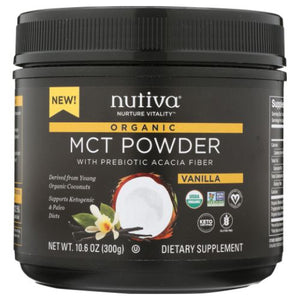 Nutiva, Organic Vanilla MCT Powder, Vanilla, 10.6 Oz